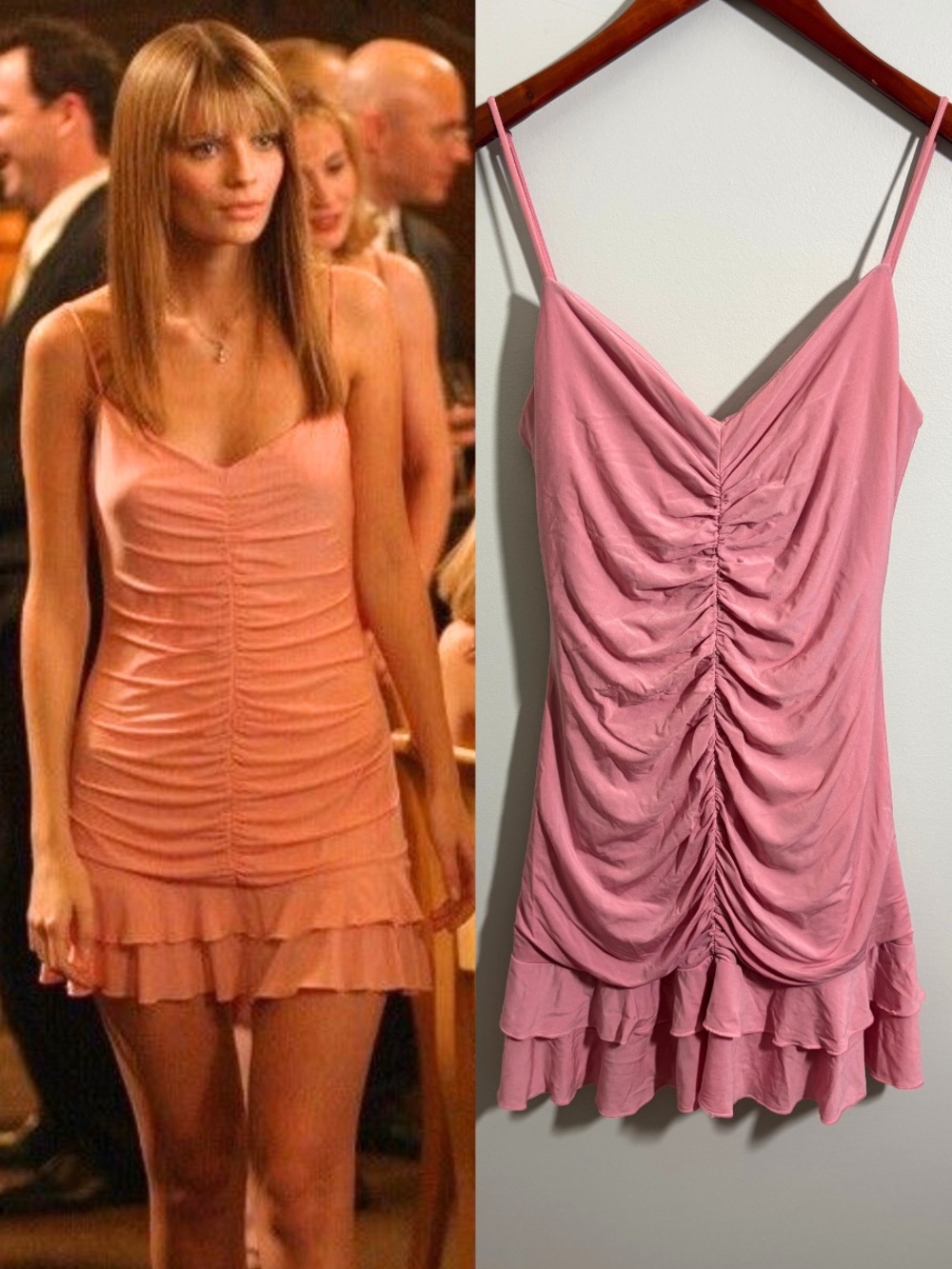 ASO Marissa Cooper Pink Dress The O.C. Ruched Mini Y2K Rare Vintage S